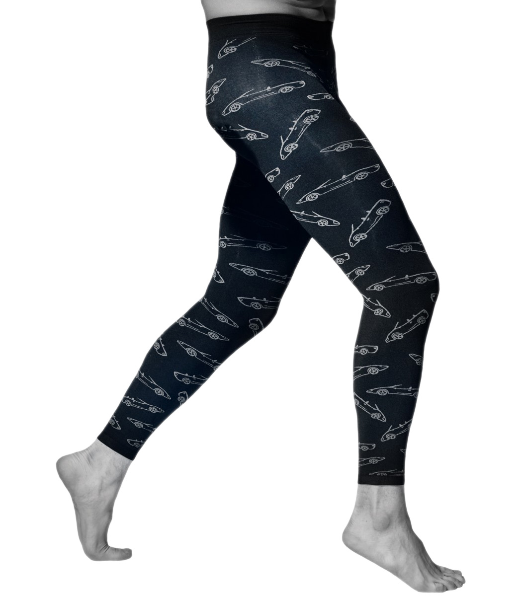 ADM-CARS-black-front_otto.jpg Men's leggings with car pattern CARS 60 DEN