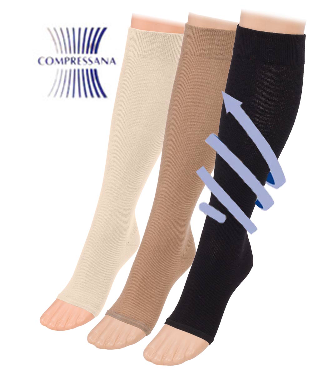 Cotton support knee socks with open toe TWIN Cotton support knee socks with open toe TWIN