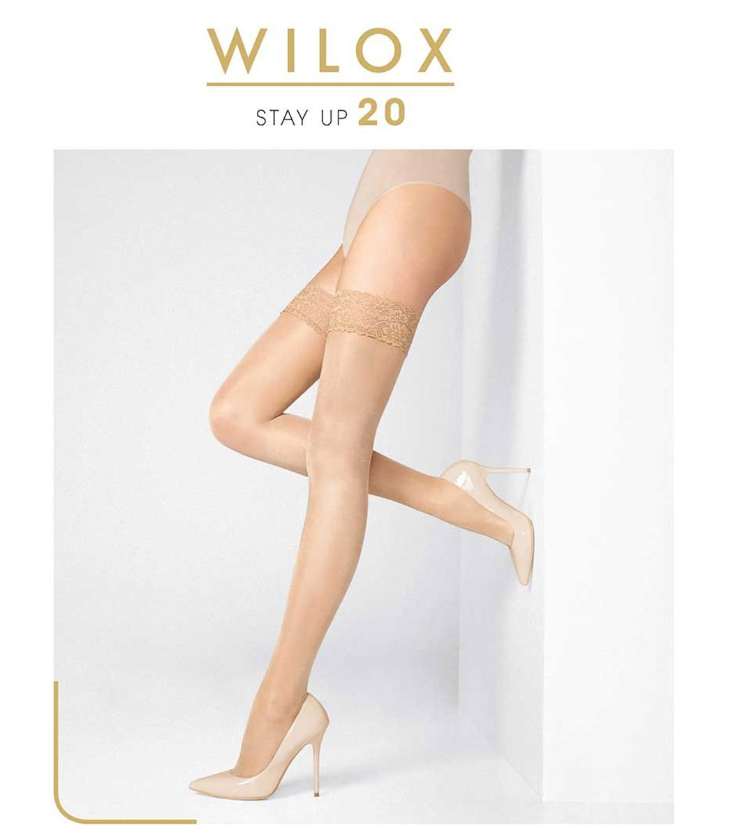 Discreetly shiny hold-up stockings Gold Stay up 20 DEN