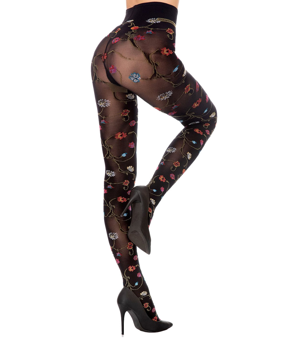 TR-PLATINO-black2_otto.jpg Tights with floral pattern PLATINO 80 DEN