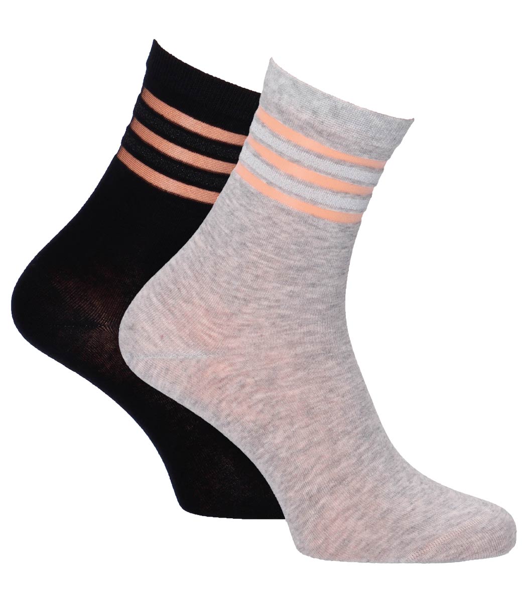 Socks with transparent glitter stripe 2-pack
