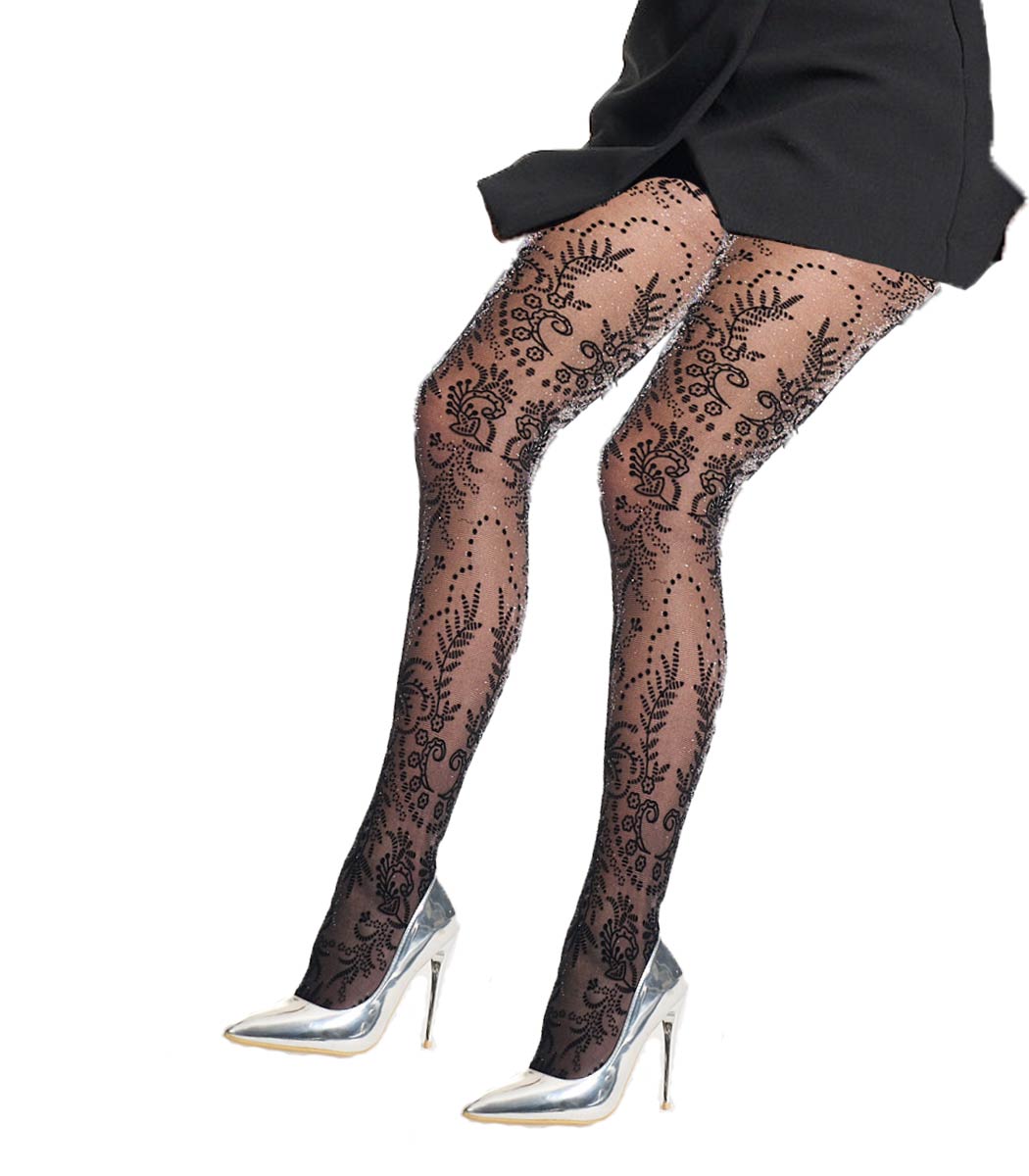 Tights with lurex shimmer and lace pattern FLOCK PIZZO 40DEN Tights with lurex shimmer and lace pattern FLOCK PIZZO 40DEN