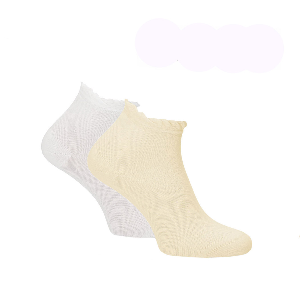 ts-99641_soft-lemon_white_spartoo.jpg Sneaker socks Quarter Dots 2 pairs