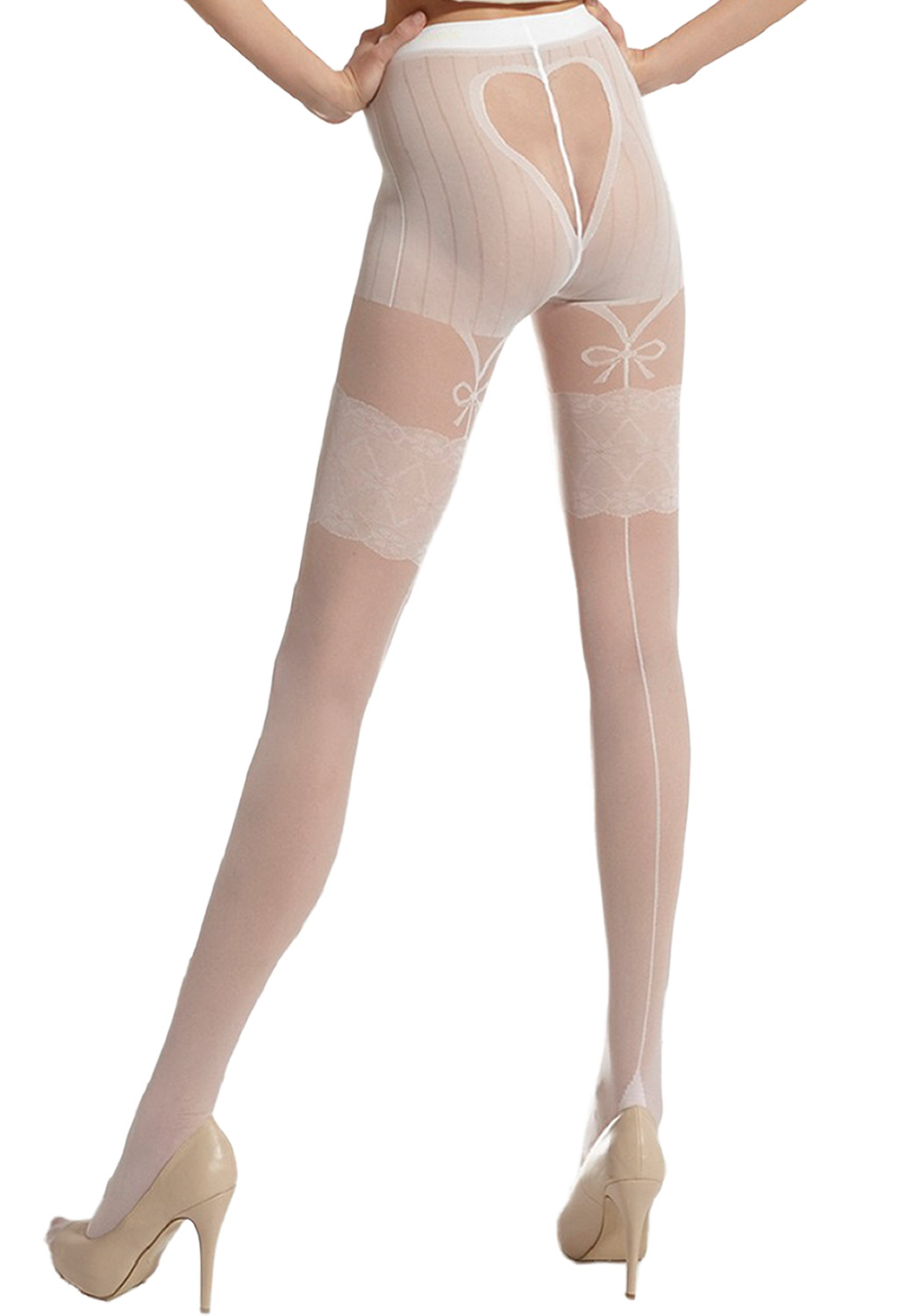 Tights in white LORA 20/40 DEN