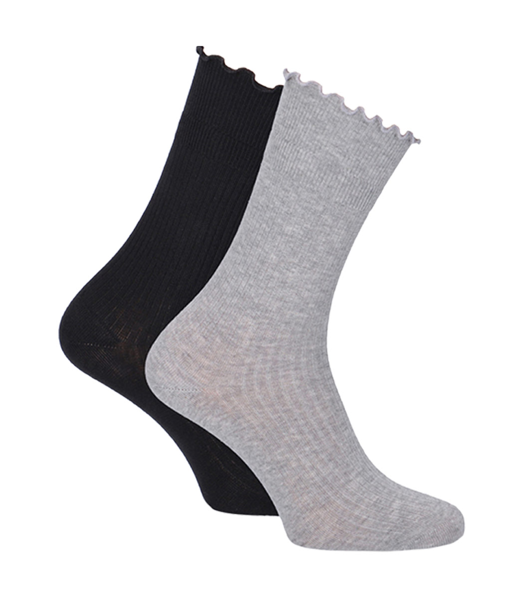 Socken mit Rüschen-Abschlussbund 2-er Pack