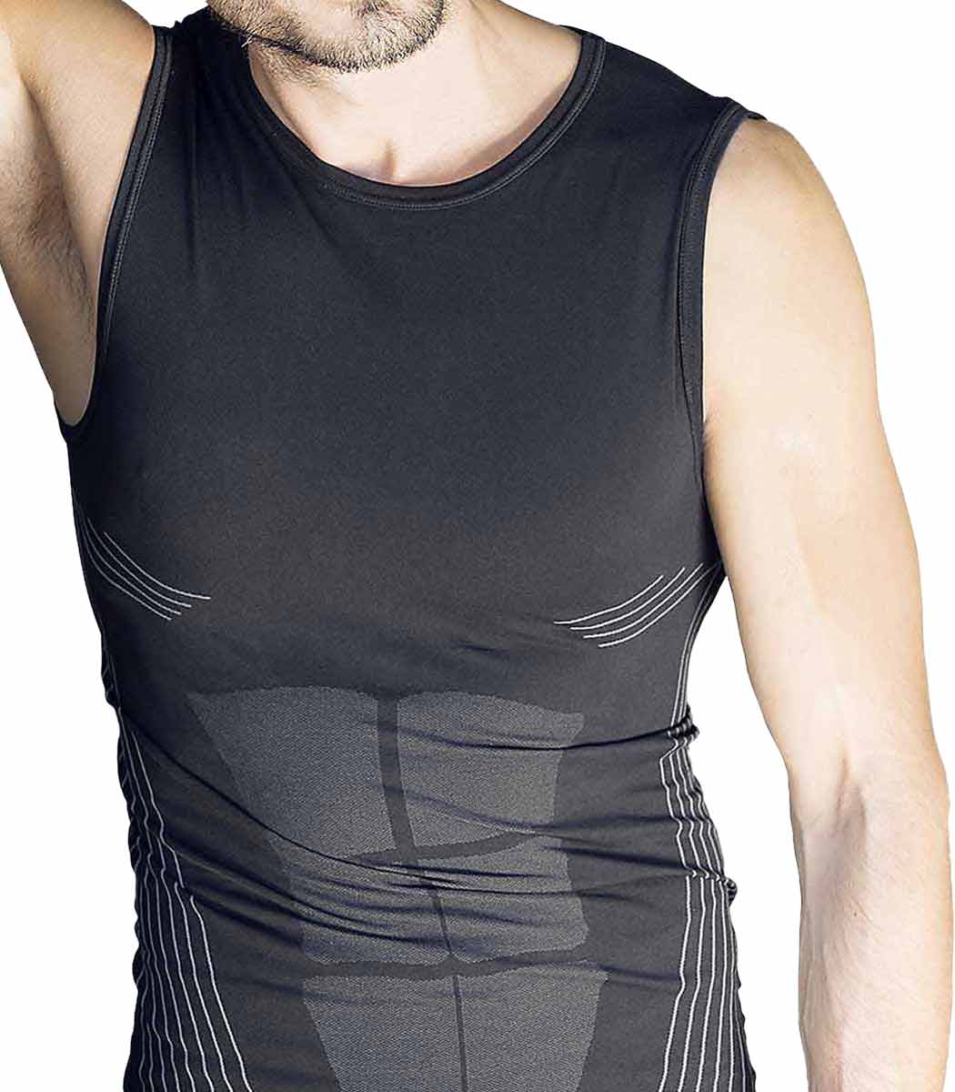 Breathable sports shirt without sleeves with 3D Active Air Zone