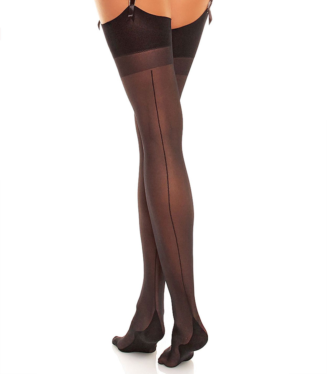 w-g-50132-black-NS.jpg Straps-Strümpfe mit Rückwärtige Naht DELIGHT 20 DEN