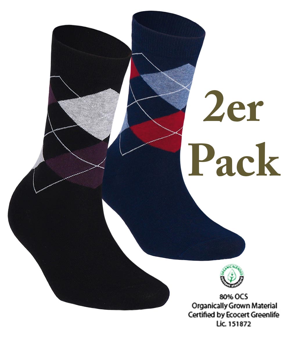Ladies' organic cotton socks Scotish Argyle 2-pack Ladies' organic cotton socks Scotish Argyle 2-pack