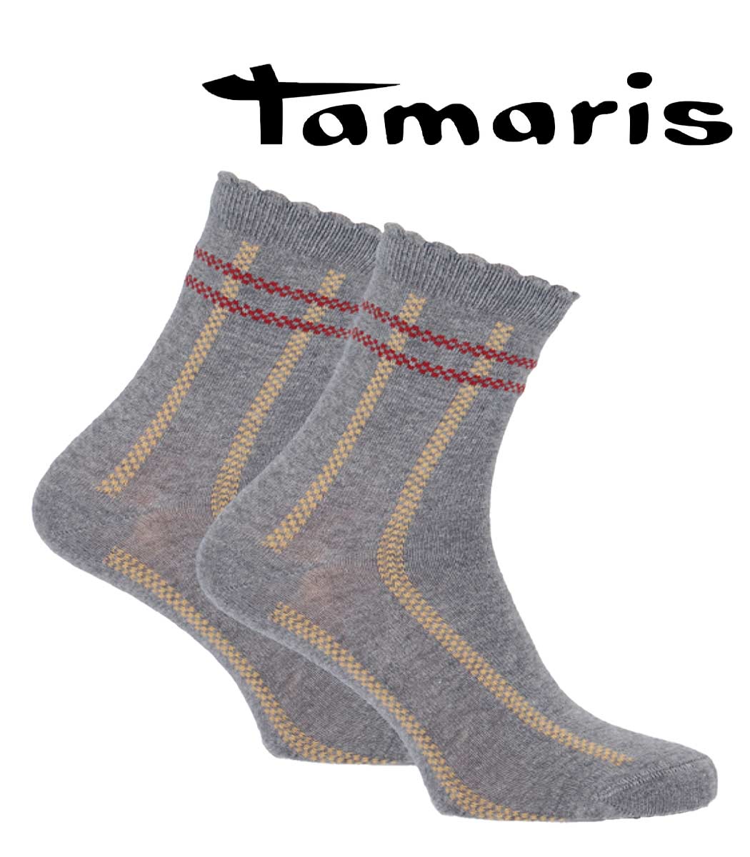 Cotton socks with contrasting coloured stripes