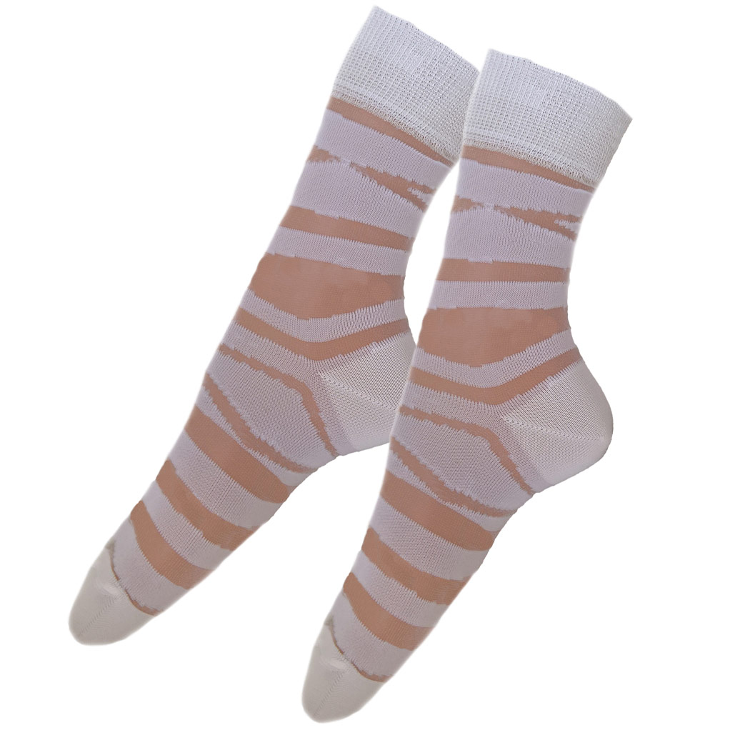 Transparent socks in a zebra look