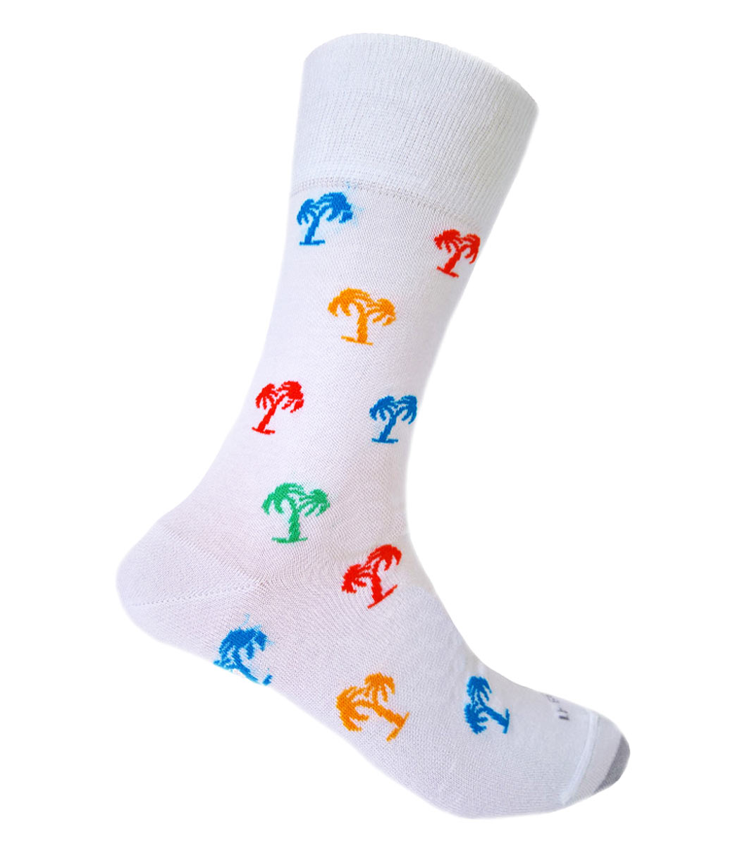 Fashionable men's cotton sock with palm trees