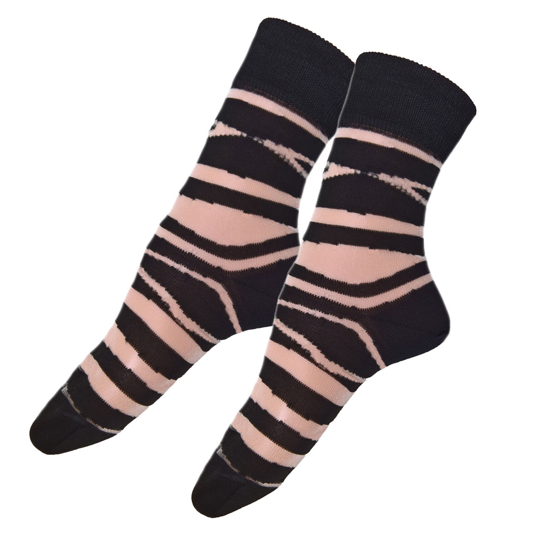 Transparent socks in a zebra look
