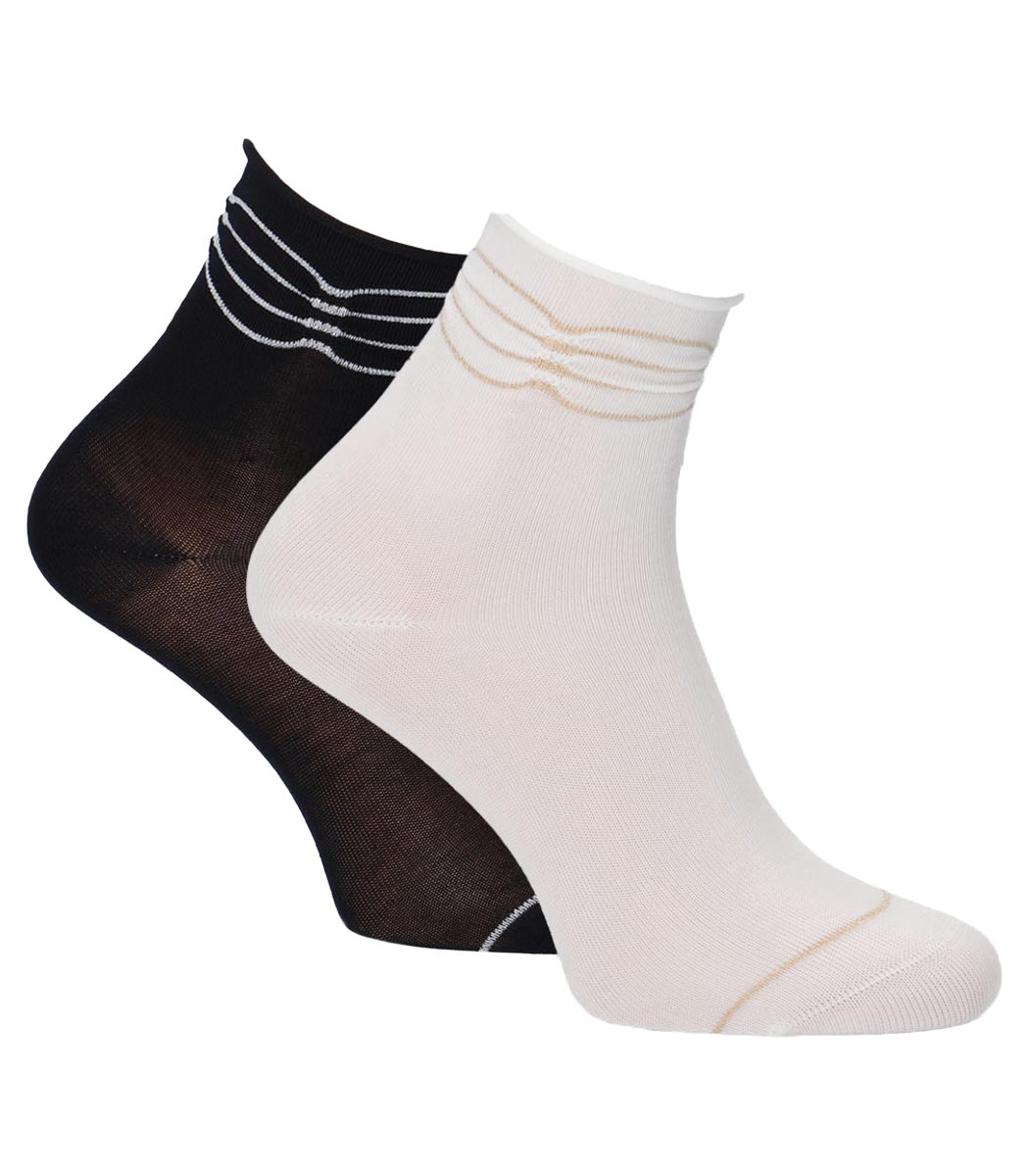 ts-99633-black+ivory_otto.jpg Socks with shiny stripes 2-pack