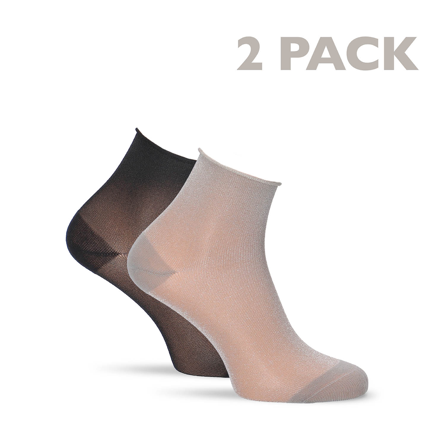 Tamaris Glitzer-Söckchen mit Rollrand - 2er-Pack