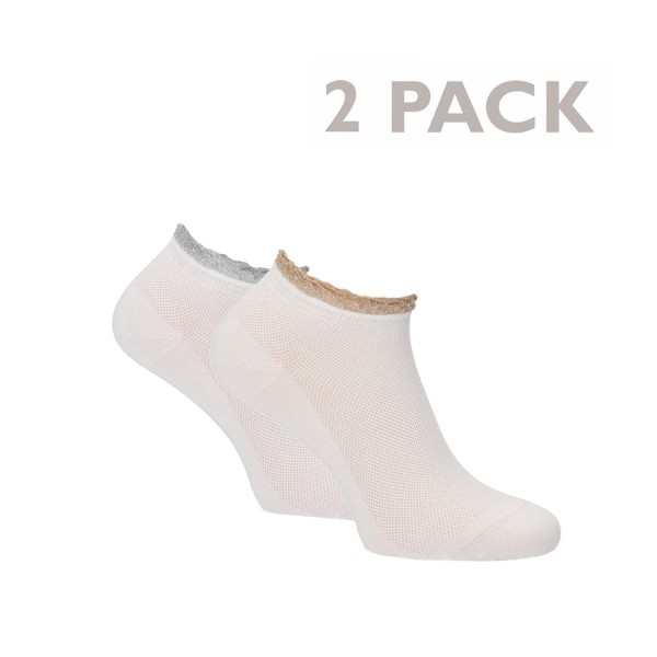 Tamaris dámské strukturované ponožky s třpytivou manžetou - 2 balení